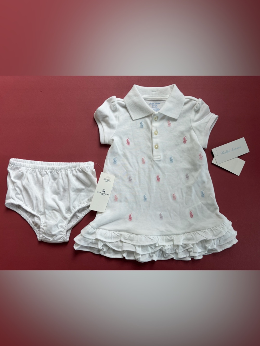 Ralph Lauren Ruffled Polo Dress & Bloomer 9M